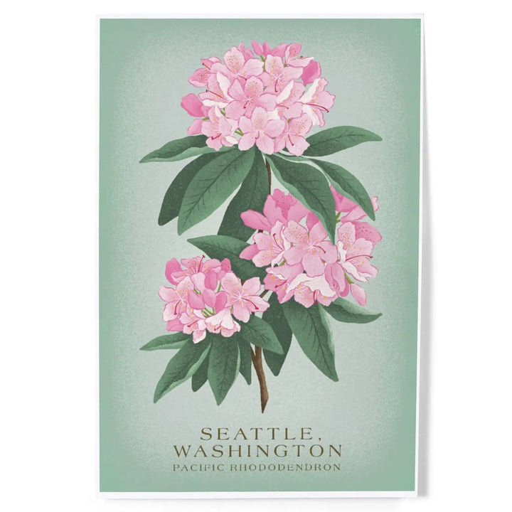 Seattle, Washington, Pacific Rhododendron, Vintage Flora, State Series, Art & Giclee Prints Art Lantern Press 8 x 12 Art Print 