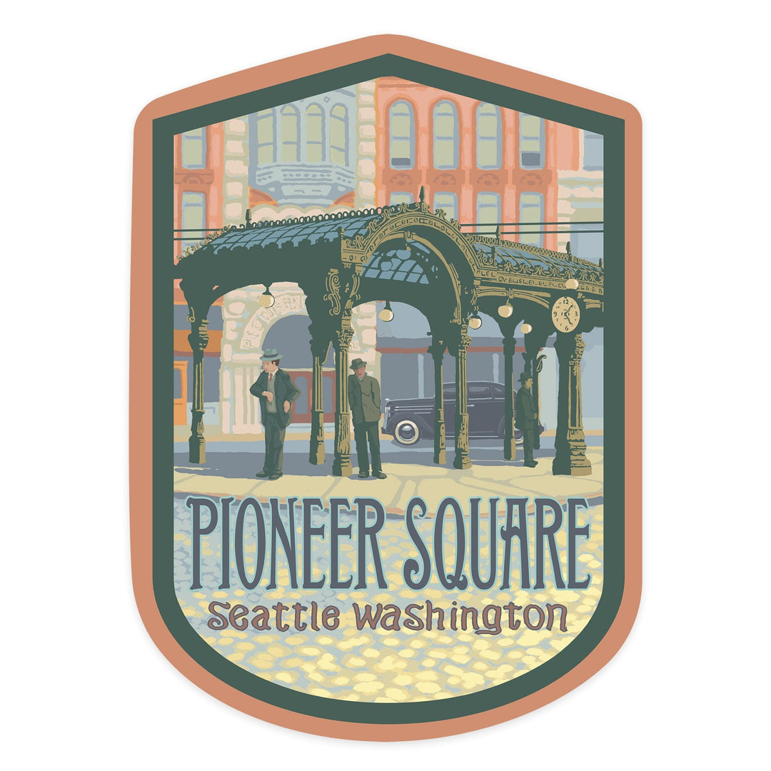 Seattle, Washington, Pioneer Square Pergola, Contour, Vinyl Sticker Sticker Lantern Press 