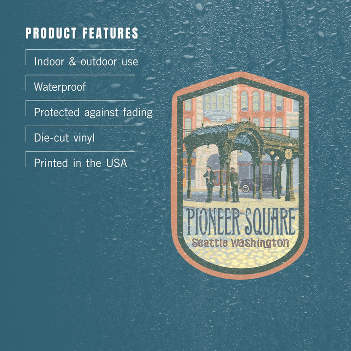 Seattle, Washington, Pioneer Square Pergola, Contour, Vinyl Sticker Sticker Lantern Press 