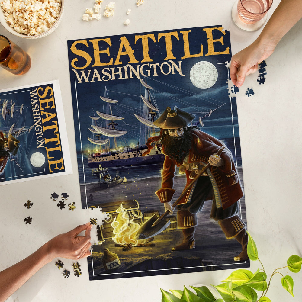 Seattle, Washington, Pirate and Treasure, Jigsaw Puzzle Puzzle Lantern Press 