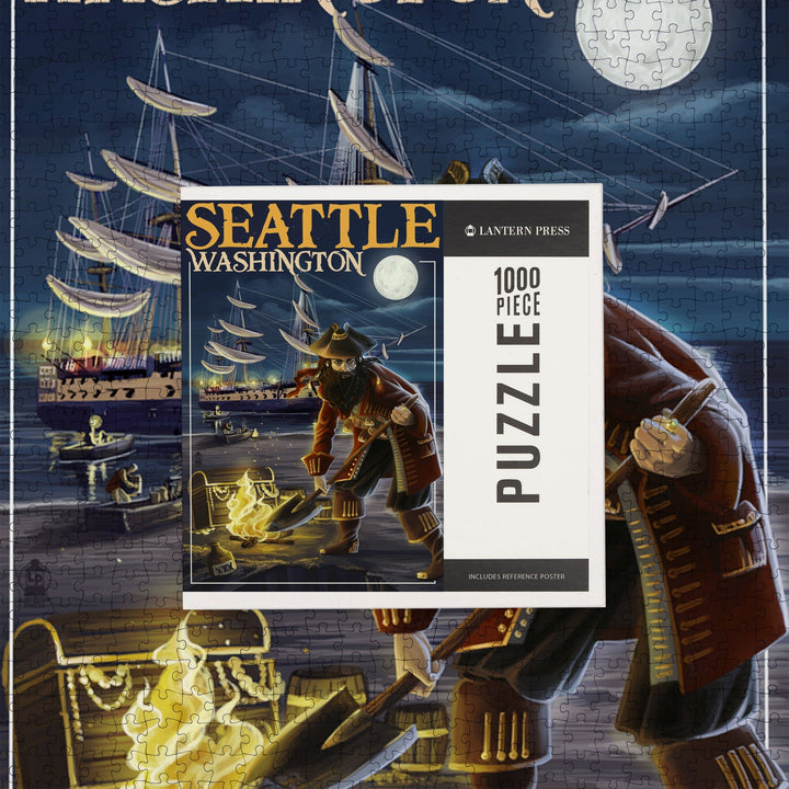 Seattle, Washington, Pirate and Treasure, Jigsaw Puzzle Puzzle Lantern Press 