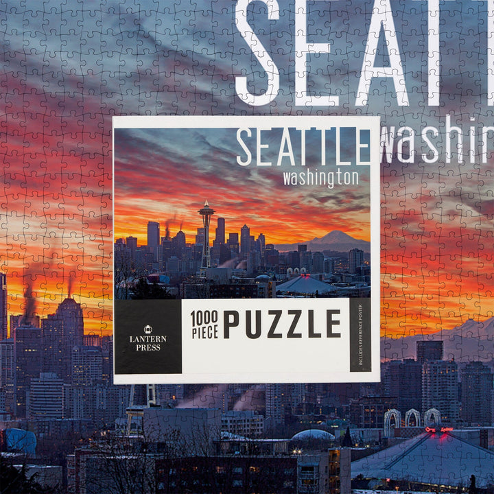 Seattle, Washington, Rainier and Sunrise, Jigsaw Puzzle Puzzle Lantern Press 