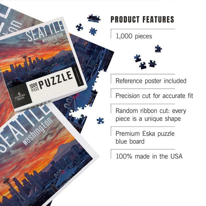 Seattle, Washington, Rainier and Sunrise, Jigsaw Puzzle Puzzle Lantern Press 