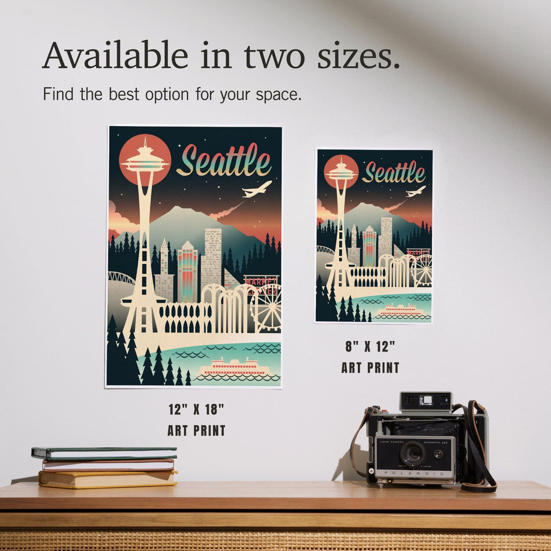 Seattle, Washington, Retro Skyline Chromatic Series, Art & Giclee Prints Art Lantern Press 