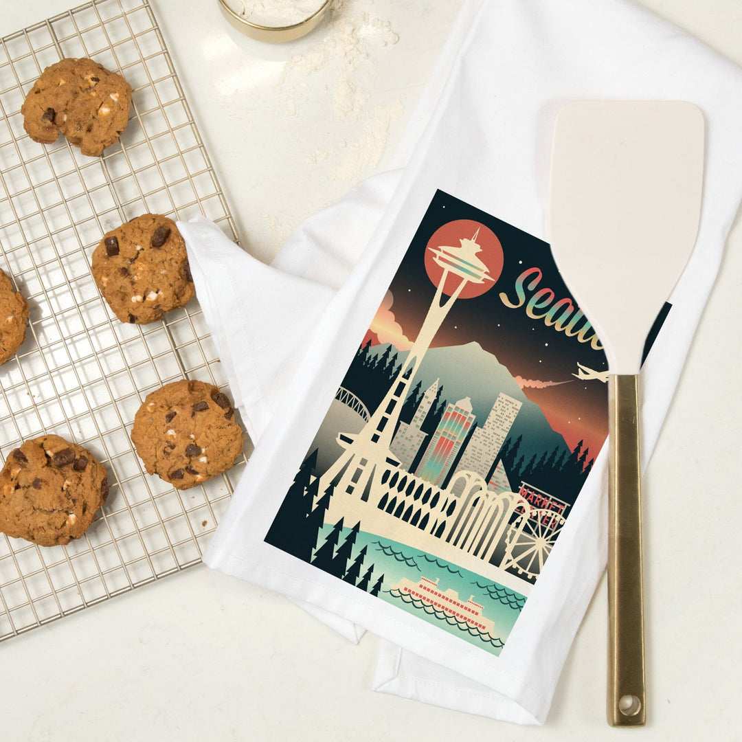 Seattle, Washington, Retro Skyline Chromatic Series, Jigsaw Puzzle Kitchen Lantern Press 