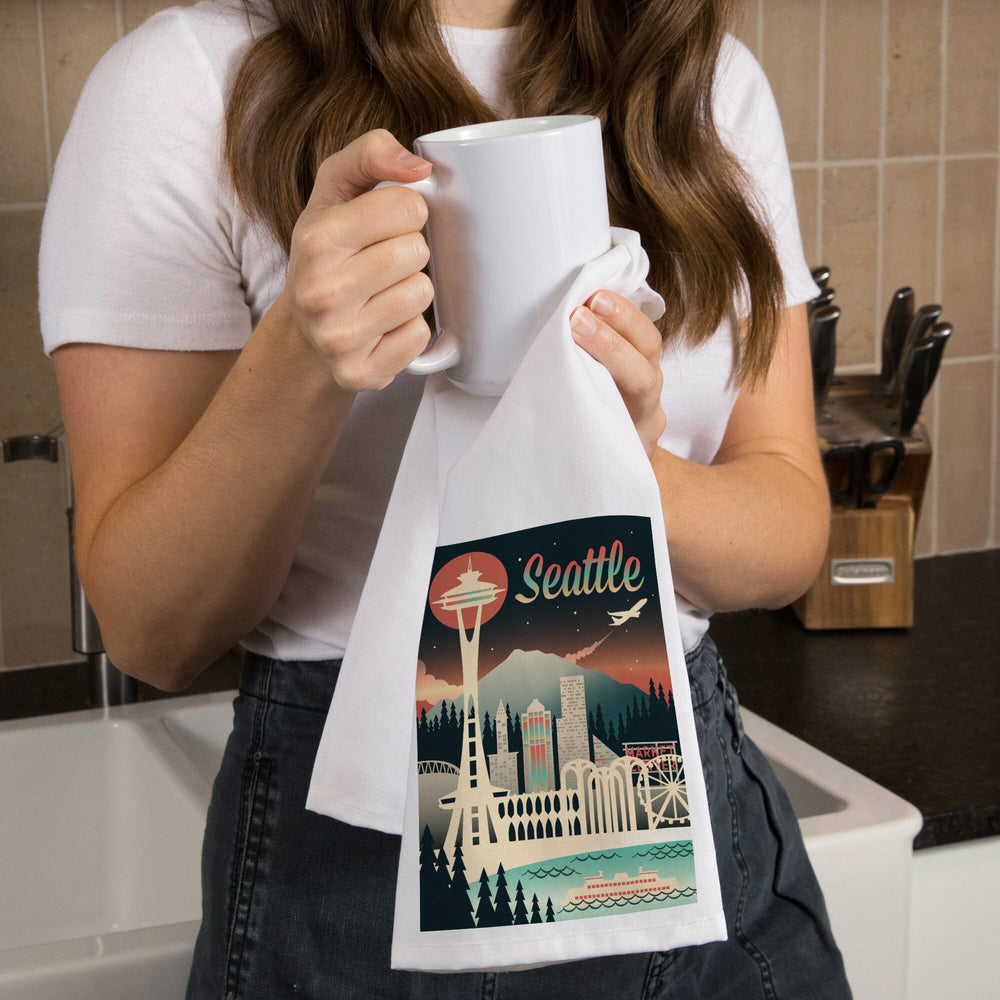 Seattle, Washington, Retro Skyline Chromatic Series, Jigsaw Puzzle Kitchen Lantern Press 