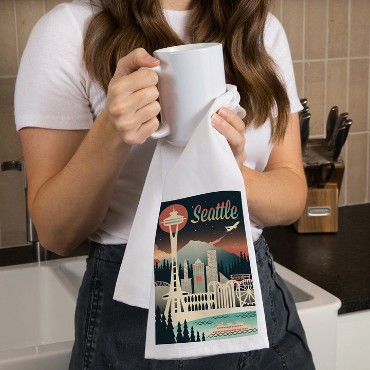 Seattle, Washington, Retro Skyline Chromatic Series, Jigsaw Puzzle Kitchen Lantern Press 