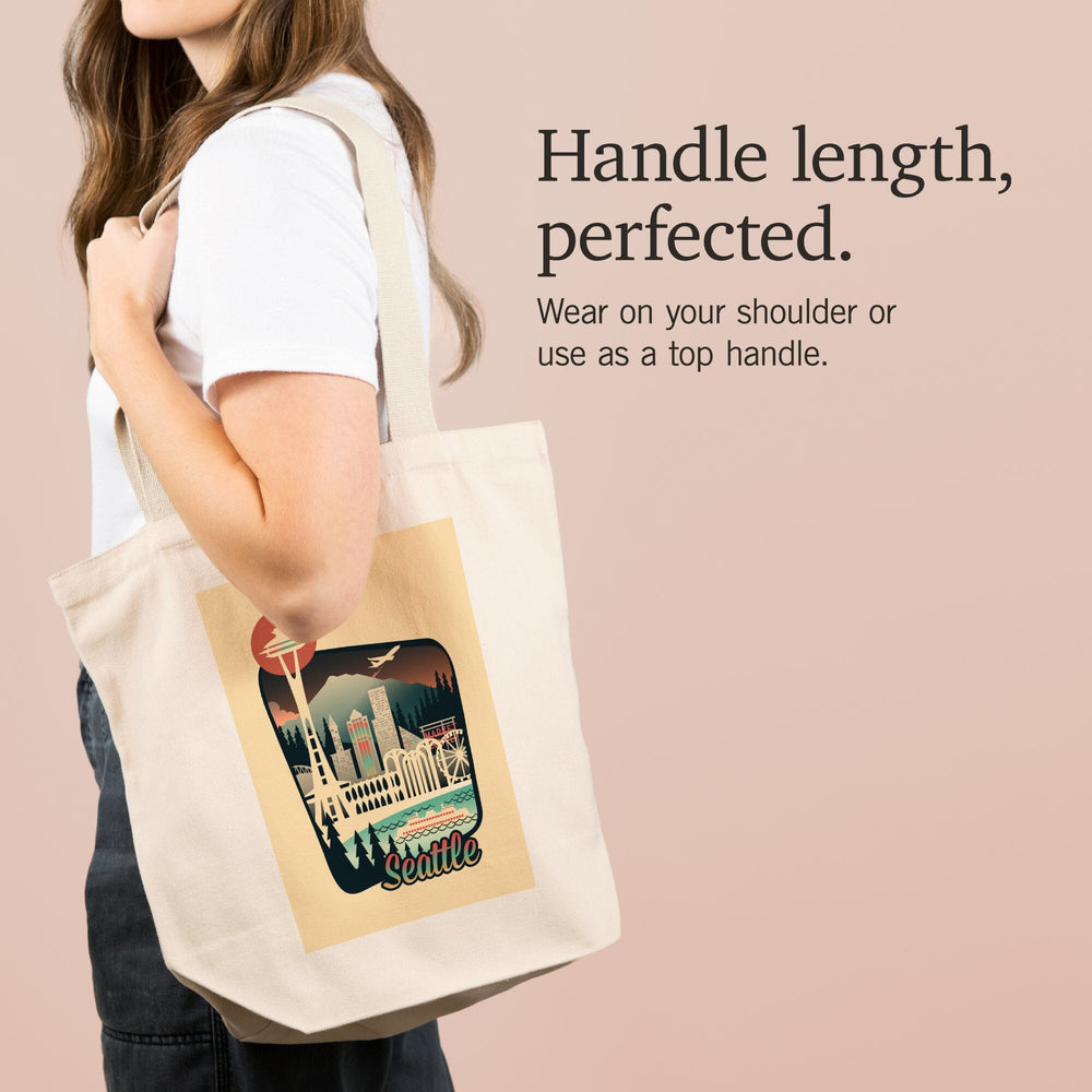 Seattle, Washington, Retro Skyline Chromatic Series,, Tote Bag Totes Lantern Press 