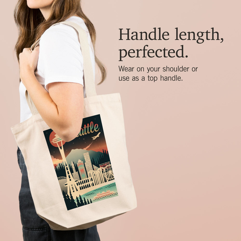 Seattle, Washington, Retro Skyline Chromatic Series, Tote Bag Totes Lantern Press 