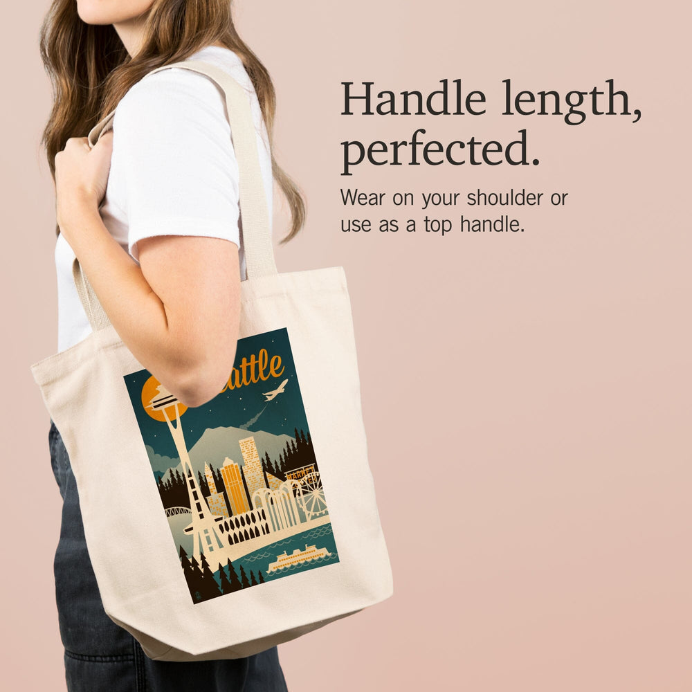 Seattle, Washington, Retro Skyline, Tote Bag Totes Lantern Press 