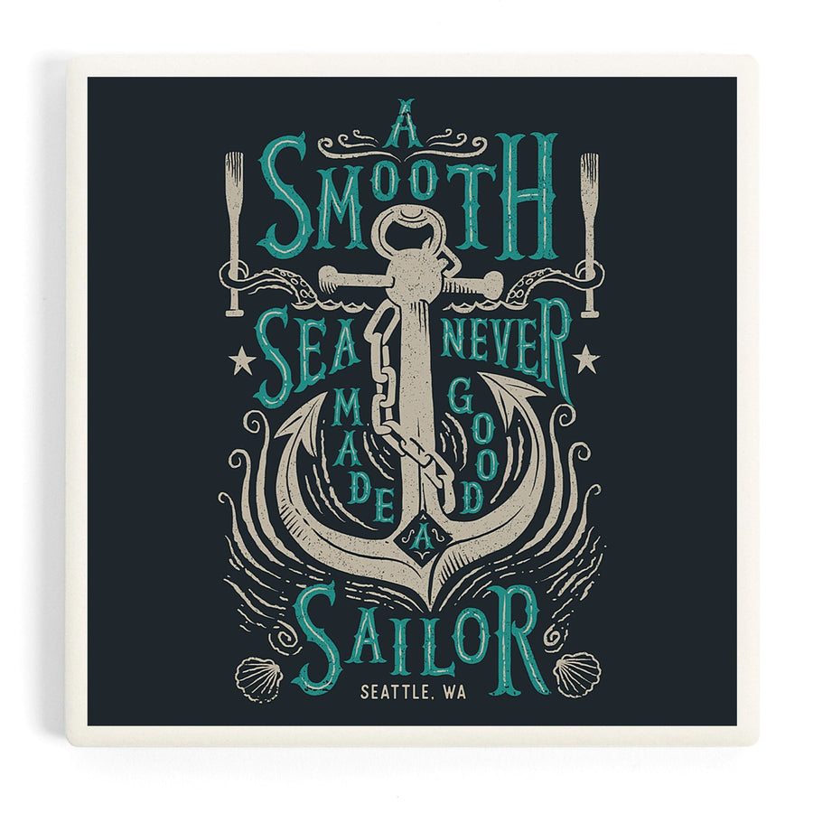 Seattle, Washington, Sailor's Pride Collection, Anchor, A Smooth Sea, Coasters Coasters Lantern Press 