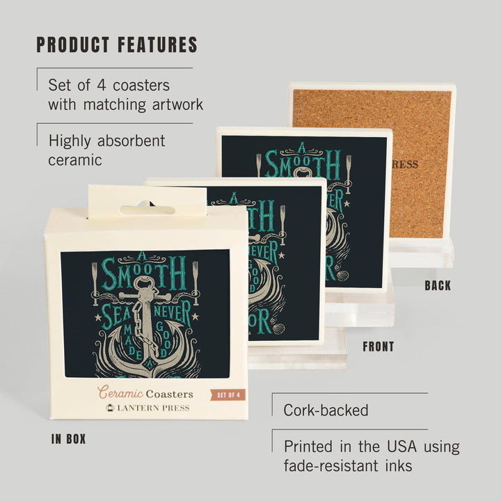 Seattle, Washington, Sailor's Pride Collection, Anchor, A Smooth Sea, Coasters Coasters Lantern Press 