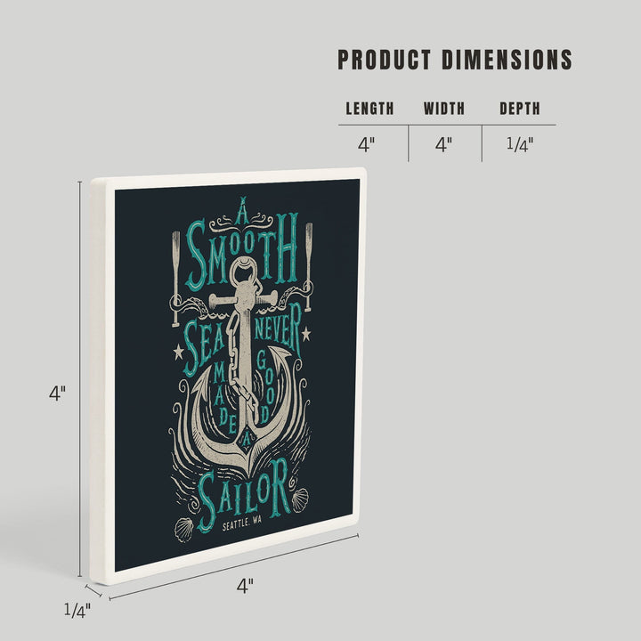 Seattle, Washington, Sailor's Pride Collection, Anchor, A Smooth Sea, Coasters Coasters Lantern Press 