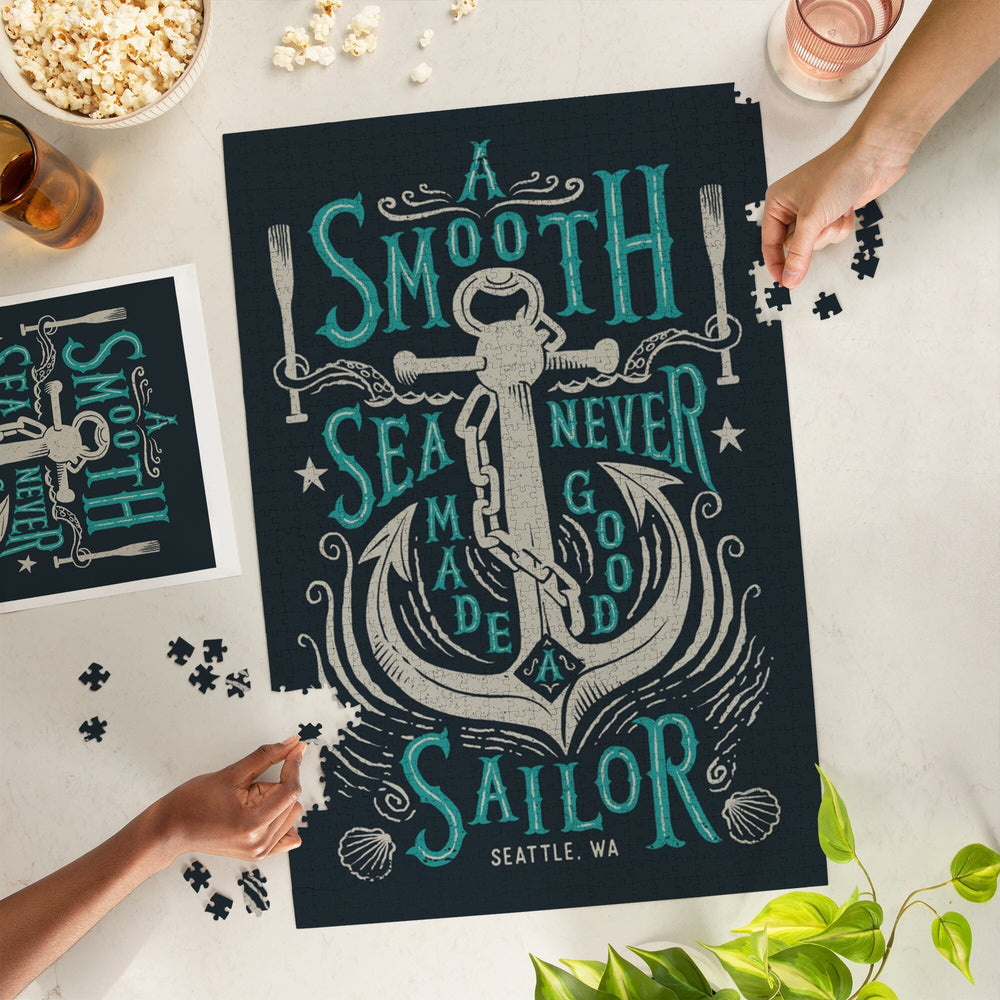 Seattle, Washington, Sailor's Pride Collection, Anchor, A Smooth Sea, Jigsaw Puzzle Puzzle Lantern Press 