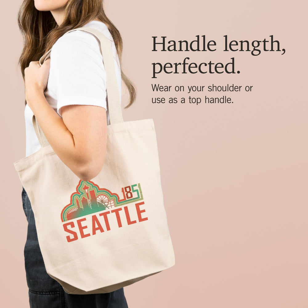 Seattle, Washington, Skyline 1851, Coral, Tote Bag Totes Lantern Press 