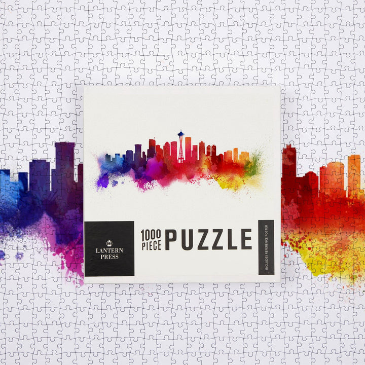 Seattle, Washington, Skyline Abstract, Jigsaw Puzzle Puzzle Lantern Press 