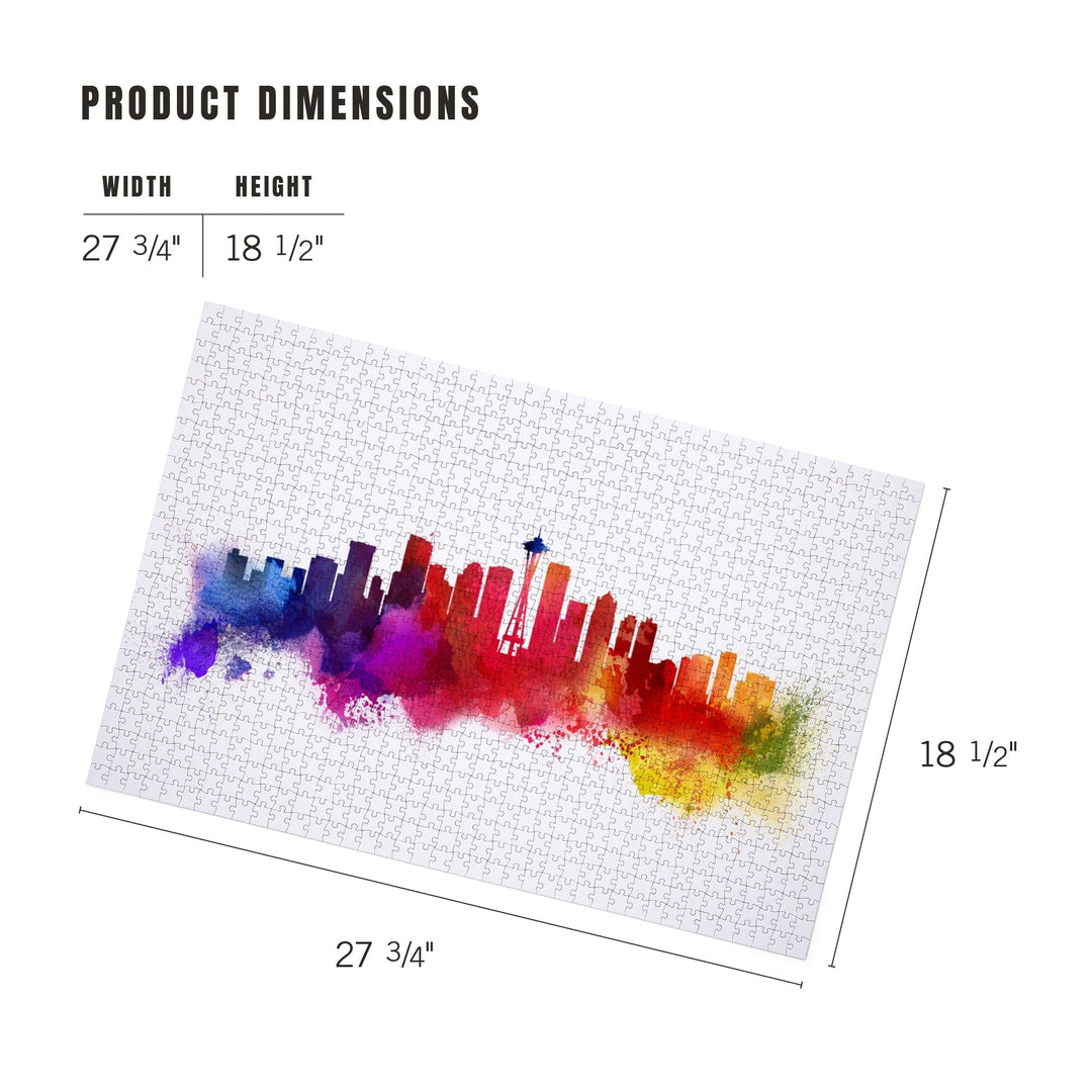 Seattle, Washington, Skyline Abstract, Jigsaw Puzzle Puzzle Lantern Press 