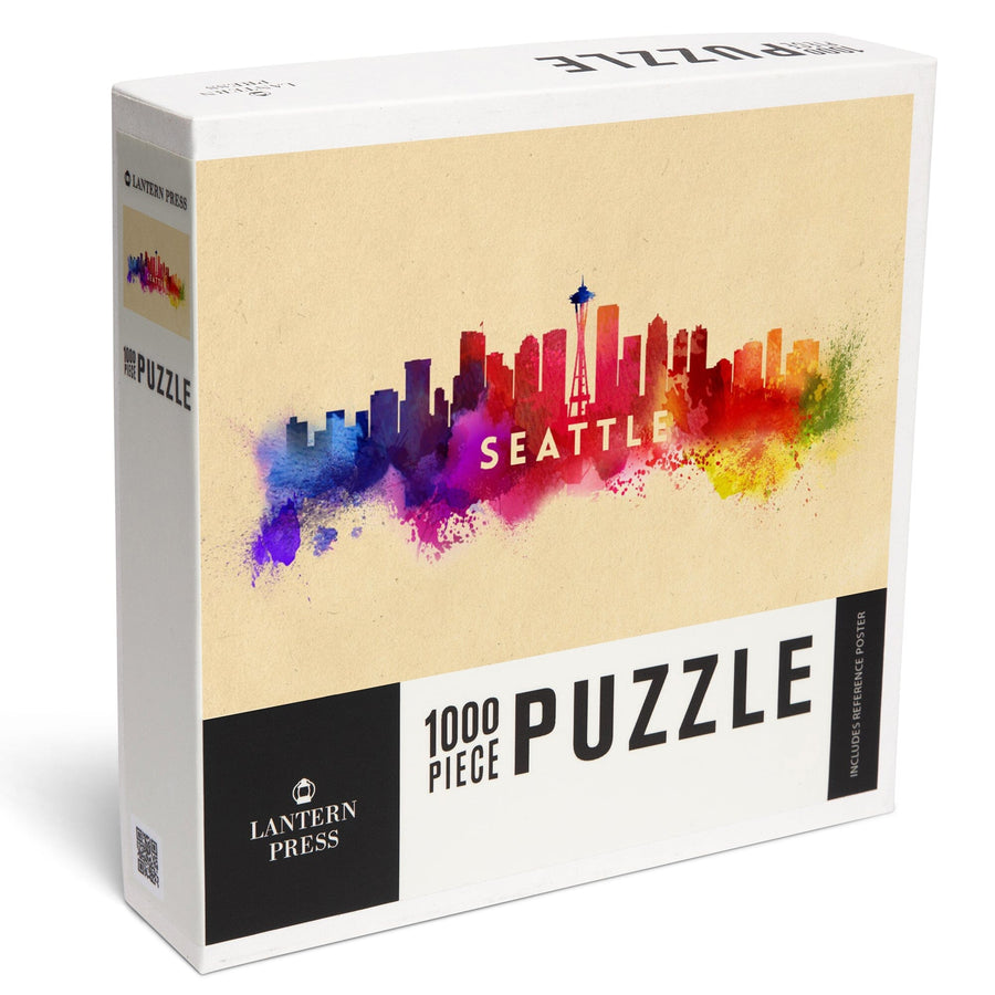 Seattle, Washington, Skyline Abstract, Tan, Jigsaw Puzzle Puzzle Lantern Press 