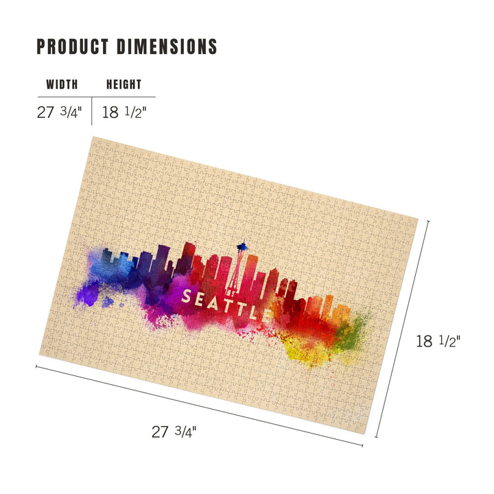 Seattle, Washington, Skyline Abstract, Tan, Jigsaw Puzzle Puzzle Lantern Press 