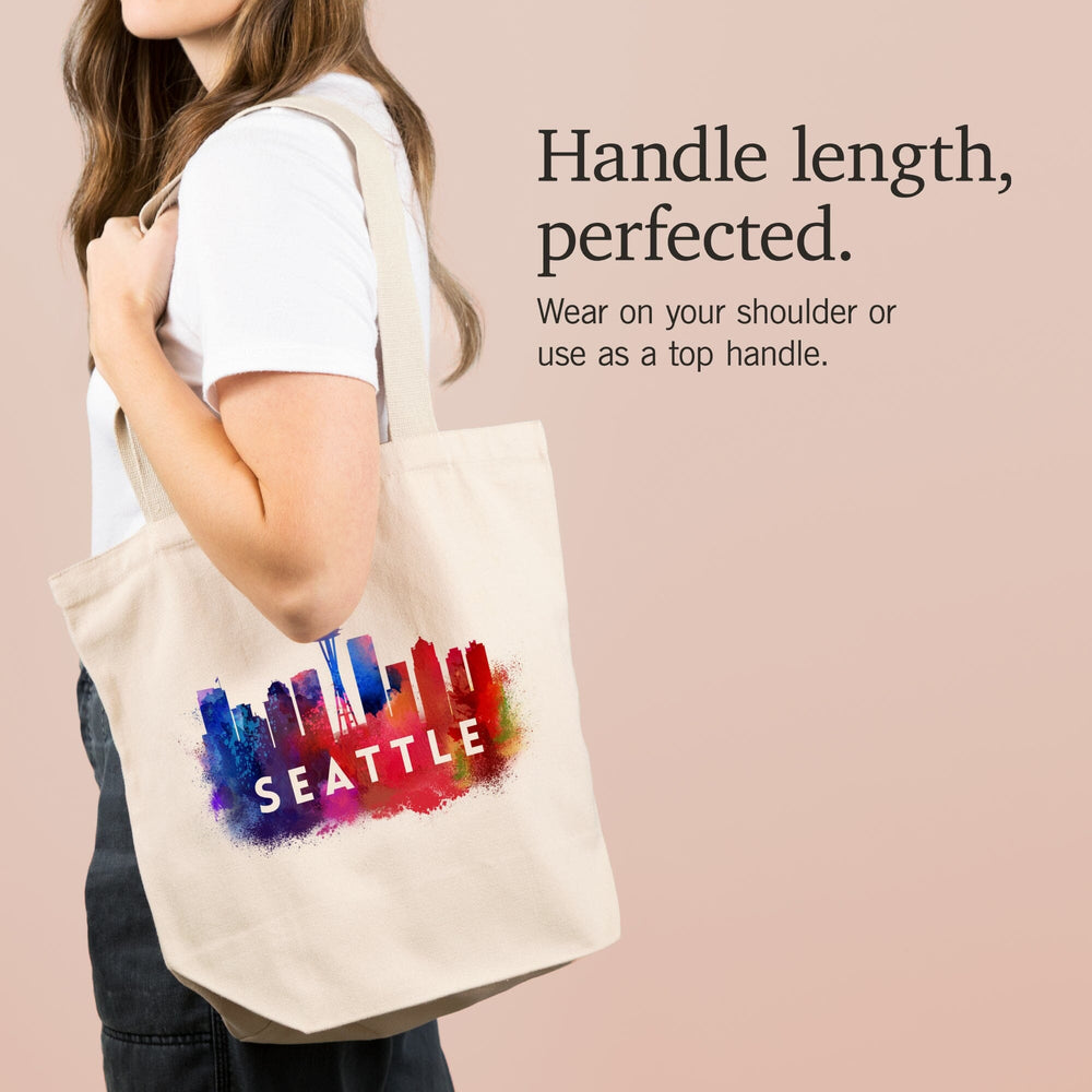 Seattle, Washington, Skyline Abstract (White), Indigos and Reds, Tote Bag Totes Lantern Press 