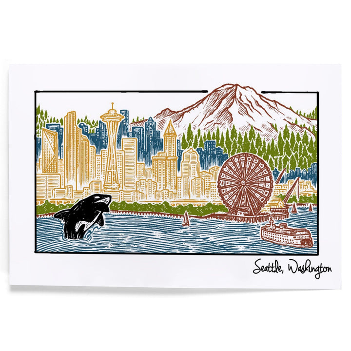 Seattle, Washington, Skyline, Art & Giclee Prints Art Lantern Press 