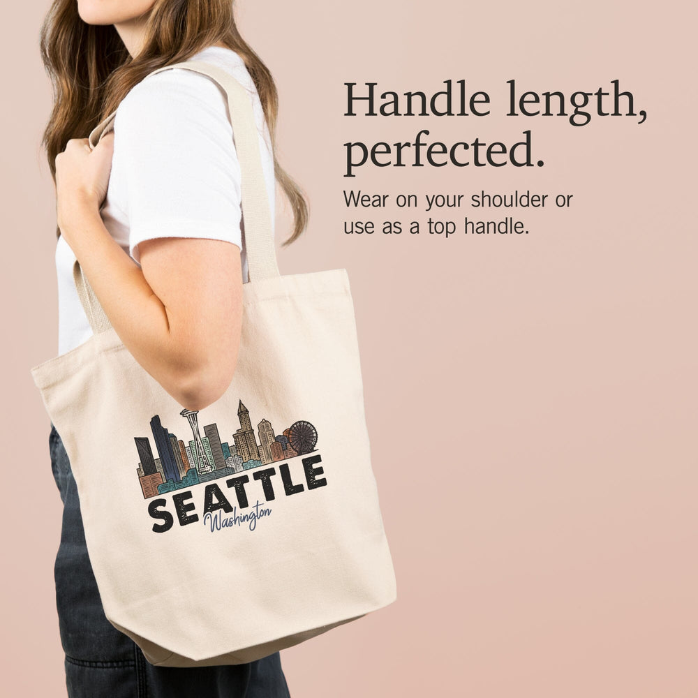 Seattle, Washington, Skyline, Icon, Contour, Lantern Press Artwork, Tote Bag Totes Lantern Press 