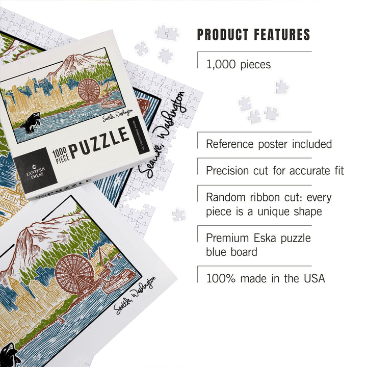 Seattle, Washington, Skyline, Jigsaw Puzzle Puzzle Lantern Press 