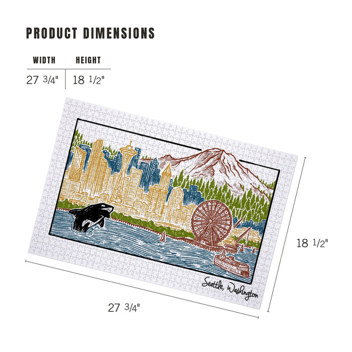 Seattle, Washington, Skyline, Jigsaw Puzzle Puzzle Lantern Press 