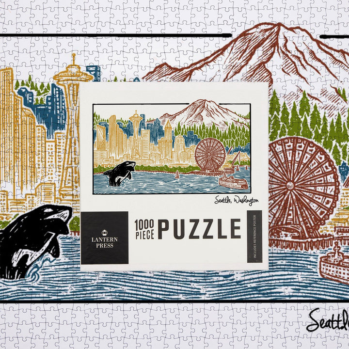 Seattle, Washington, Skyline, Jigsaw Puzzle Puzzle Lantern Press 