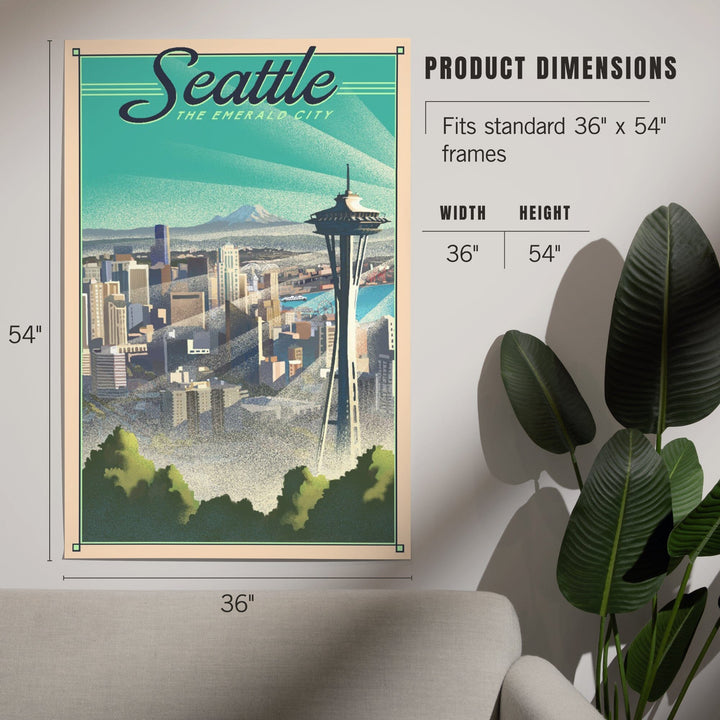Seattle, Washington, Skyline, Lithograph, Art & Giclee Prints Art Lantern Press 