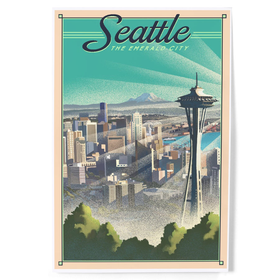 Seattle, Washington, Skyline, Lithograph, Art & Giclee Prints Art Lantern Press 
