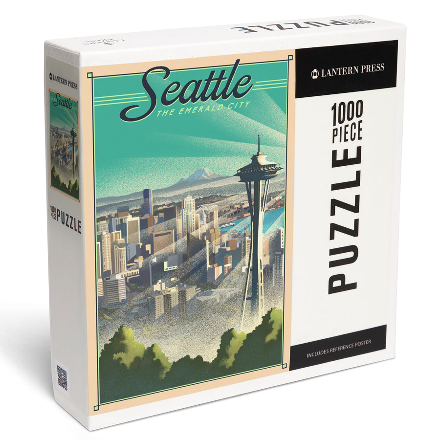 Seattle, Washington, Skyline, Lithograph, Jigsaw Puzzle Puzzle Lantern Press 