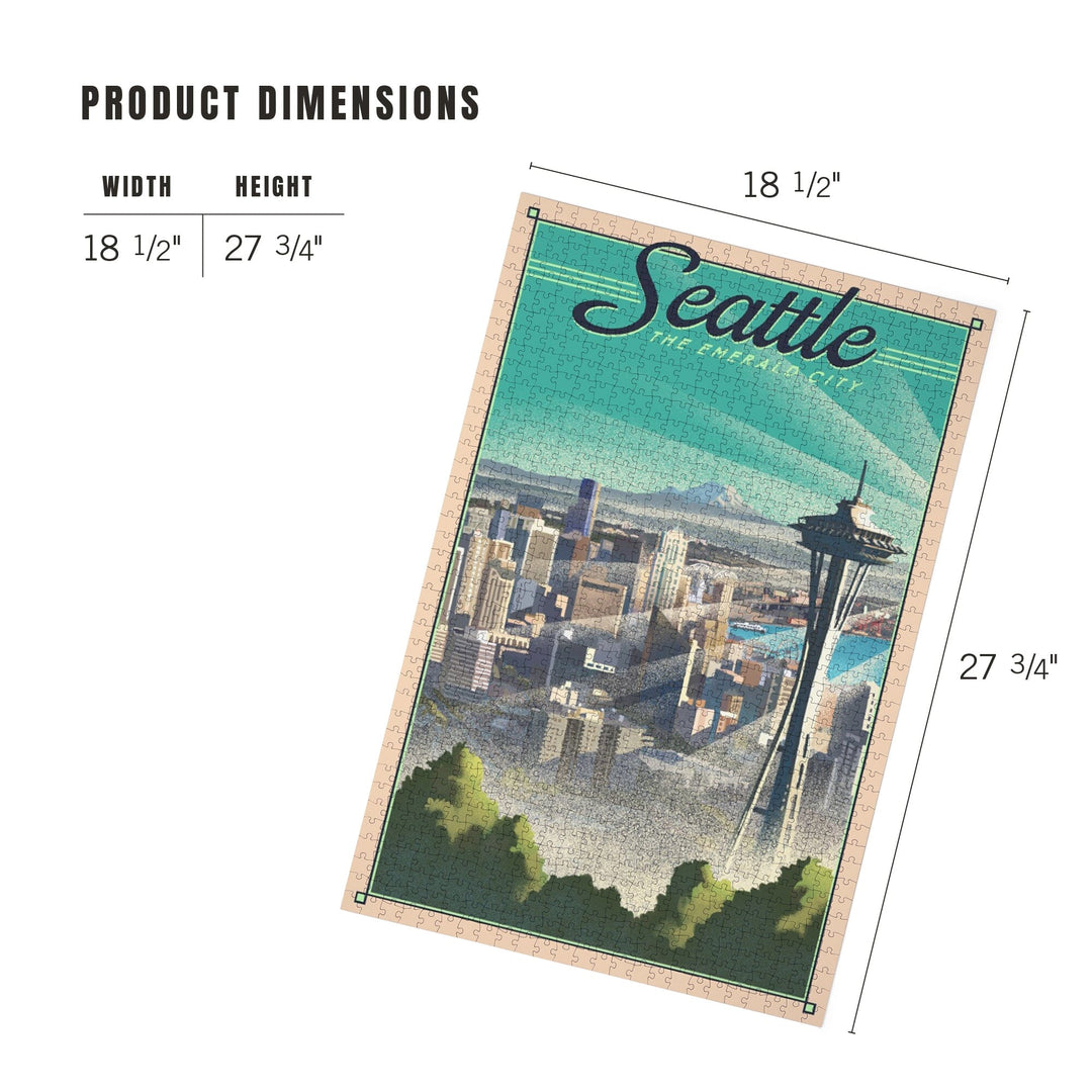 Seattle, Washington, Skyline, Lithograph, Jigsaw Puzzle Puzzle Lantern Press 