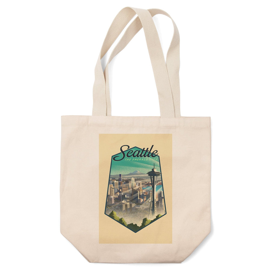 Seattle, Washington, Skyline, Lithograph,, Tote Bag Totes Lantern Press 