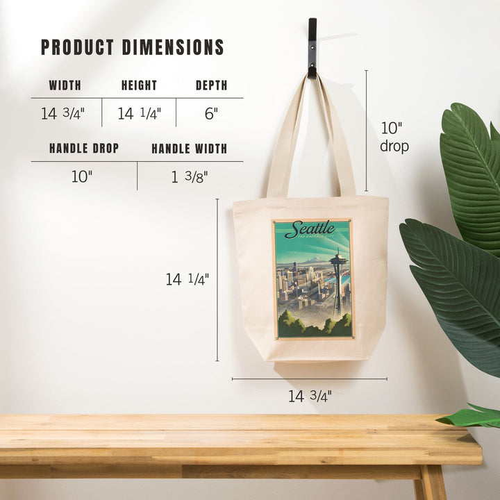Seattle, Washington, Skyline, Lithograph, Tote Bag Totes Lantern Press 