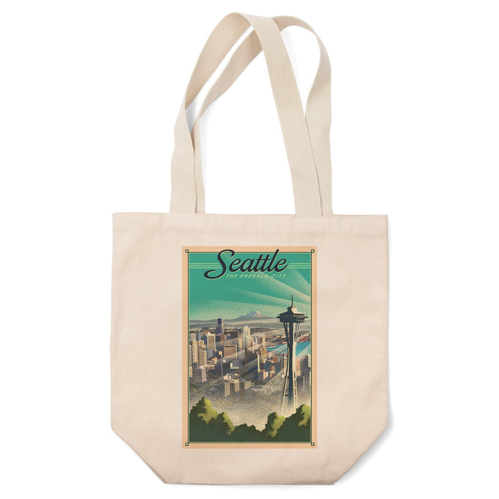 Seattle, Washington, Skyline, Lithograph, Tote Bag Totes Lantern Press 