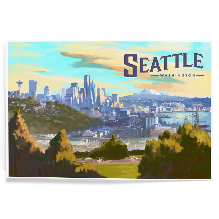 Seattle, Washington, Skyline, Oil Painting, Art & Giclee Prints Art Lantern Press 