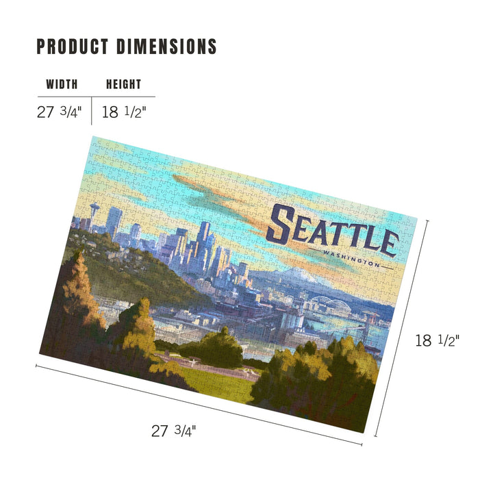 Seattle, Washington, Skyline, Oil Painting, Jigsaw Puzzle Puzzle Lantern Press 
