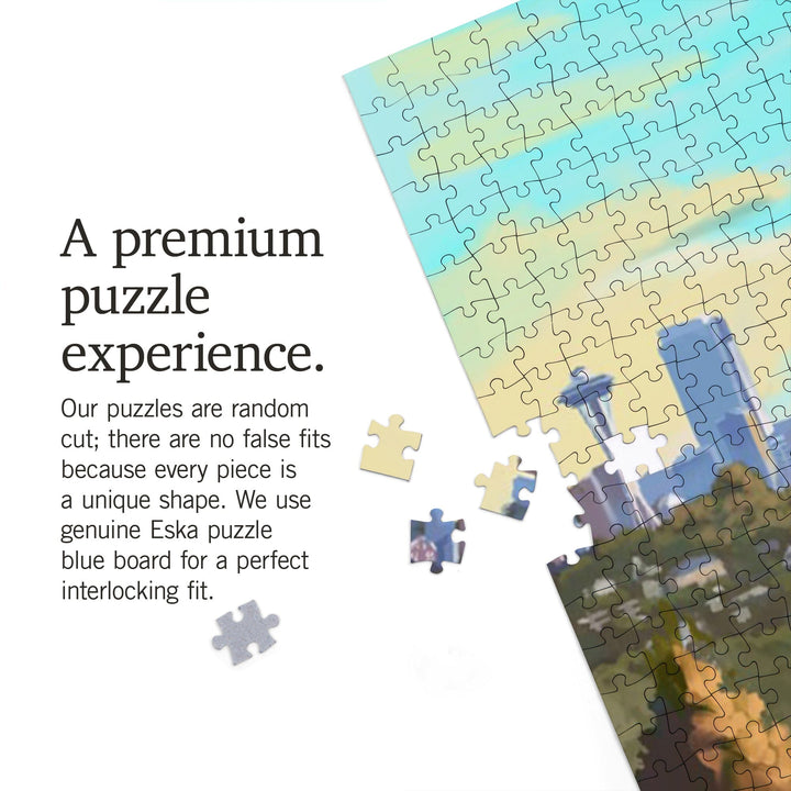 Seattle, Washington, Skyline, Oil Painting, Jigsaw Puzzle Puzzle Lantern Press 