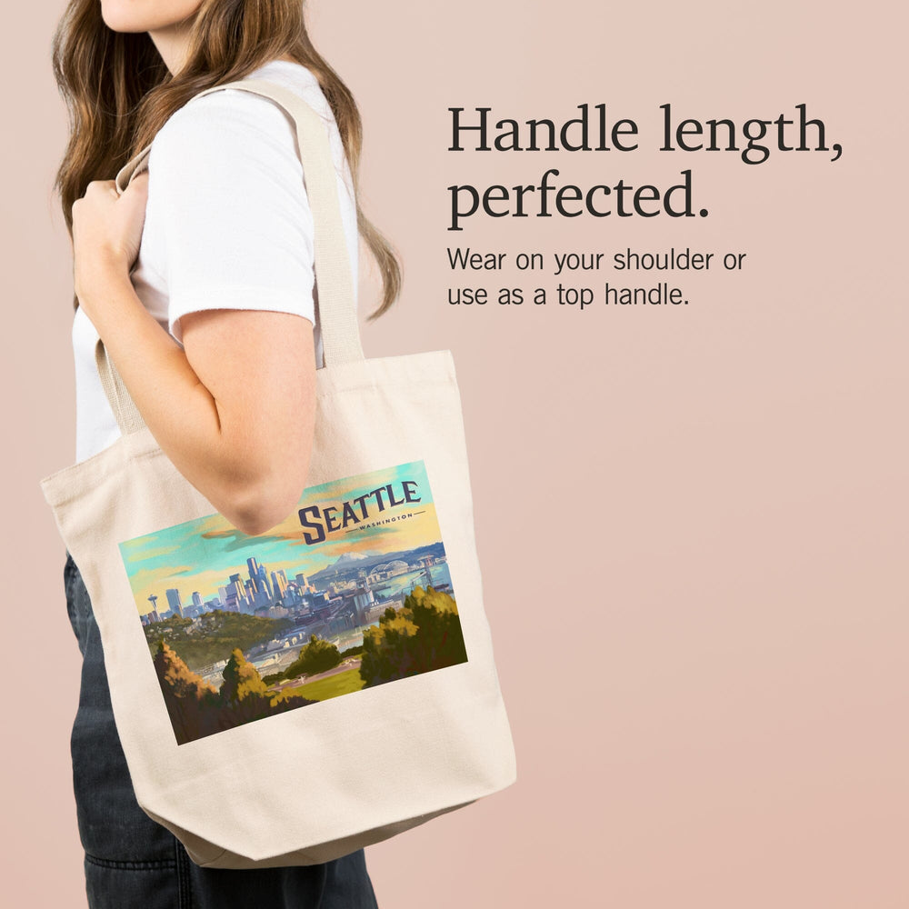 Seattle, Washington, Skyline, Oil Painting, Tote Bag Totes Lantern Press 