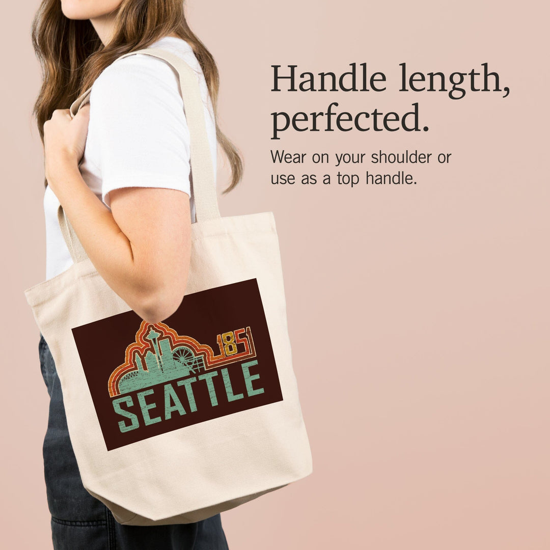 Seattle, Washington, Skyline, Retro,, Tote Bag Totes Lantern Press 