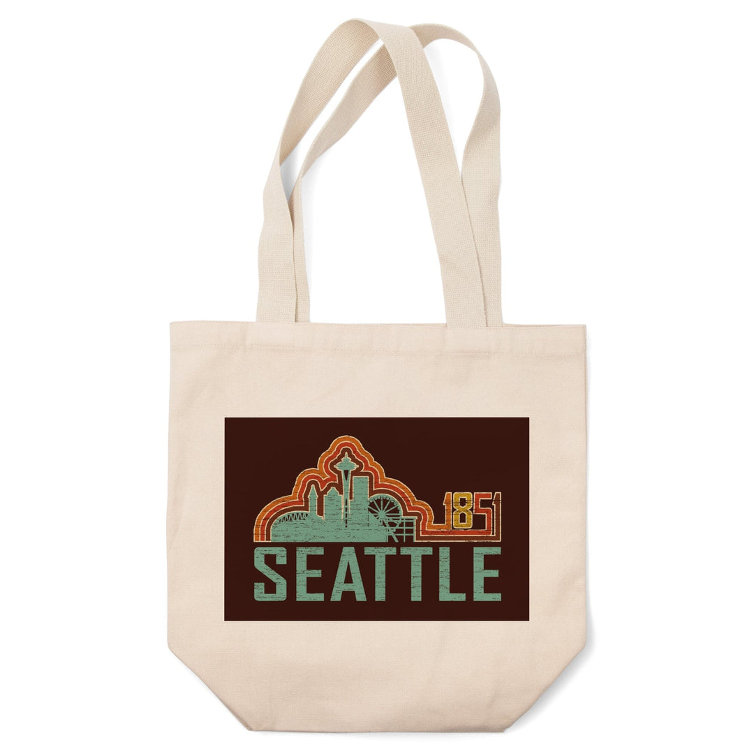 Seattle, Washington, Skyline, Retro,, Tote Bag Totes Lantern Press 