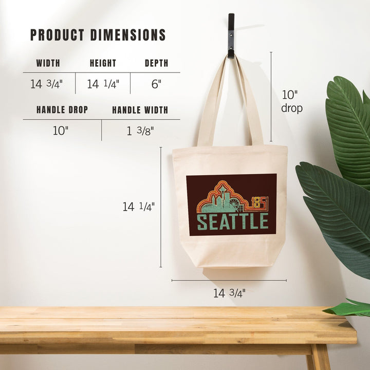 Seattle, Washington, Skyline, Retro,, Tote Bag Totes Lantern Press 
