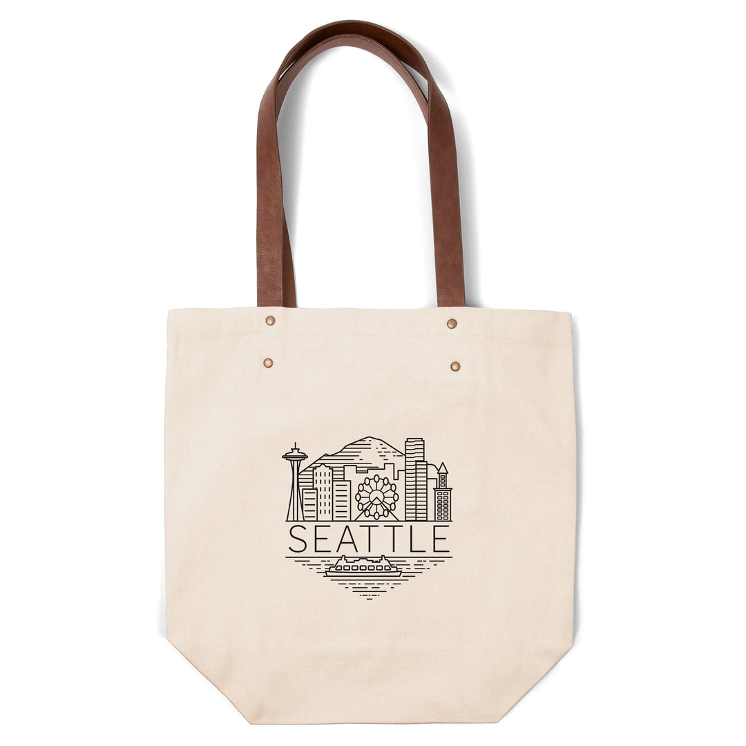 Seattle, Washington, Skyline, Simple Lines, Contour, Deluxe Tote Totes Lantern Press 
