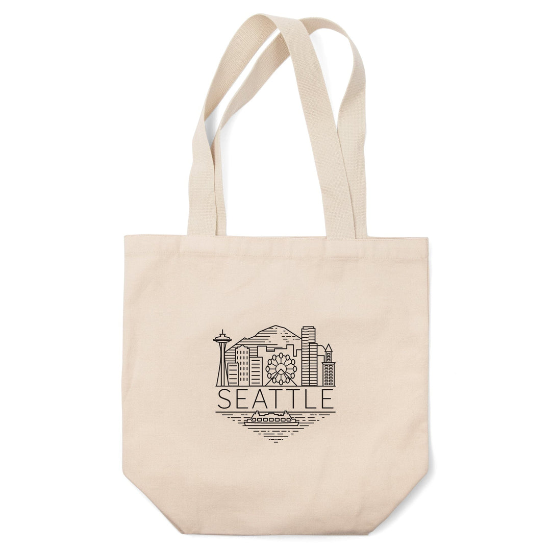 Seattle, Washington, Skyline, Simple Lines, Contour, Lantern Press Artwork, Tote Bag Totes Lantern Press 