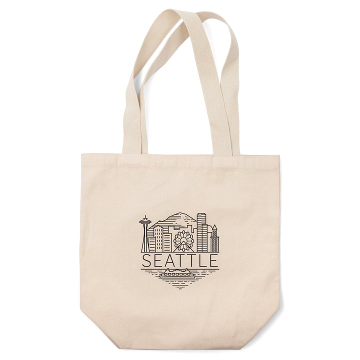 Seattle, Washington, Skyline, Simple Lines, Contour, Lantern Press Artwork, Tote Bag Totes Lantern Press 