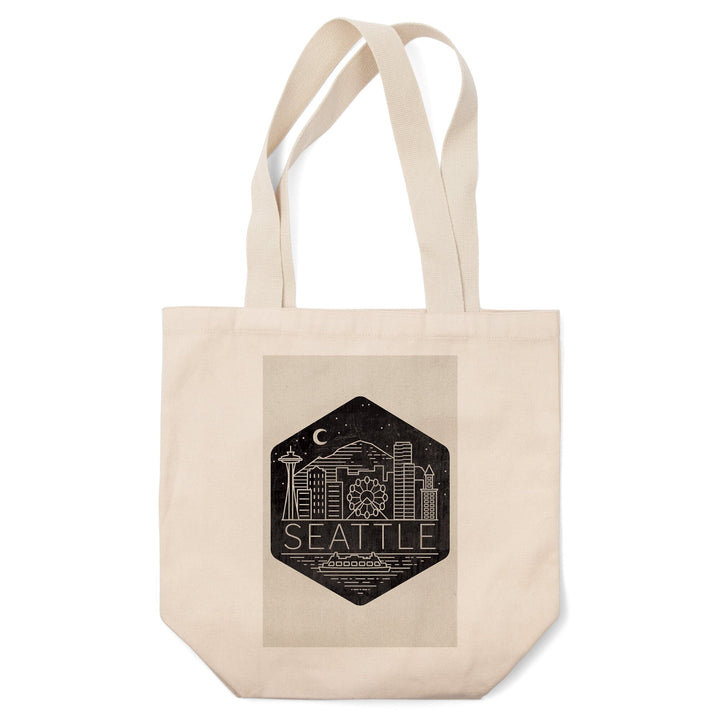 Seattle, Washington, Skyline, Simple Lines, , Night Sky, Tote Bag Totes Lantern Press 