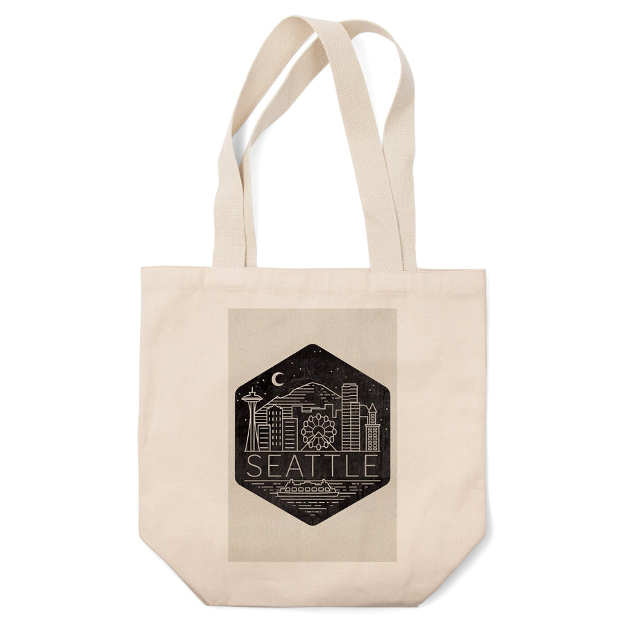 Seattle, Washington, Skyline, Simple Lines, , Night Sky, Tote Bag Totes Lantern Press 