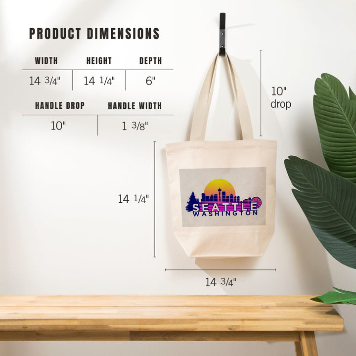 Seattle, Washington, Skyline, Vector Vaporwave,, Tote Bag Totes Lantern Press 