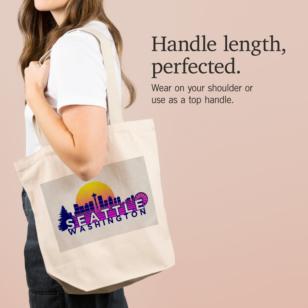 Seattle, Washington, Skyline, Vector Vaporwave,, Tote Bag Totes Lantern Press 